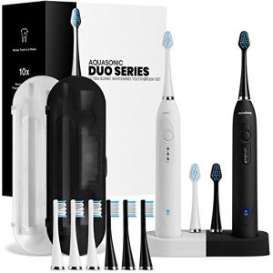 AquaSonic DUO Dual Handle Ultra Whitening 40,000 VPM Wireless Charging Electric ToothBrushes - 3 Modes with Smart Timers -