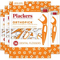 orthopick - Plackers Orthopick Dental Floss Picks for Braces, 36 Count (Pack of 4)