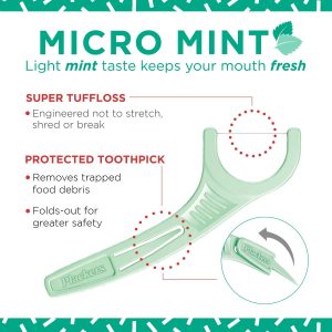 Plackers Micro Mint Dental Floss Picks - NOT FOR BRACES