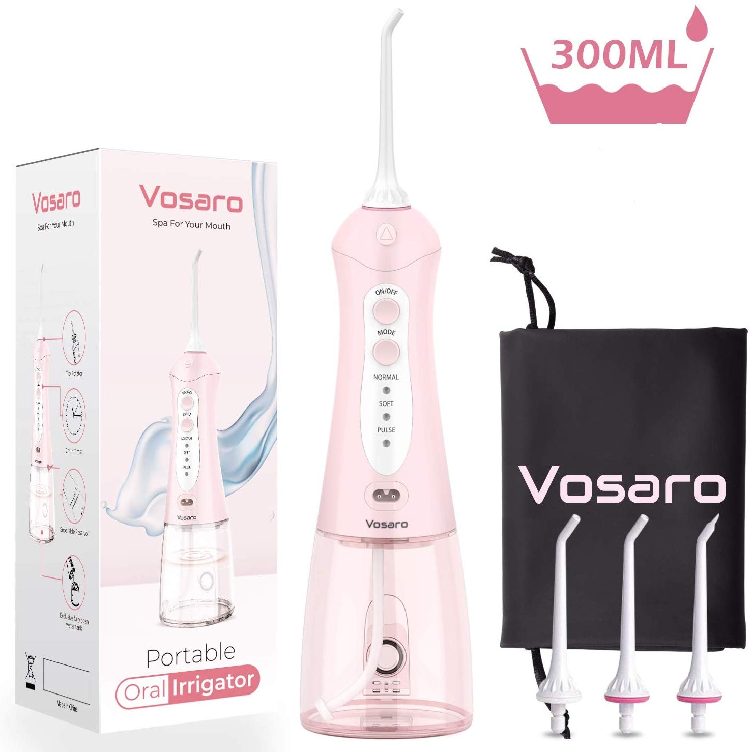 Cordless Water Flosser For Teeth 300ML, Portable Oral Irrigator Travel