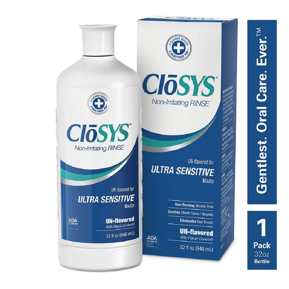 CloSYS Alcohol-Free Oral Health Rinse (unflavored & gentle mint)